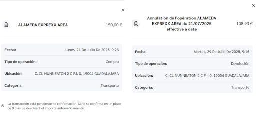 LPG, Autogas Tankstellen, Spanien, Alameda express area, Calle Nunneaton 2, 19004 Guadalajara, 150,– € Abbuchung und 8 Tage später 108,93 € Erstattung im Juli 2025