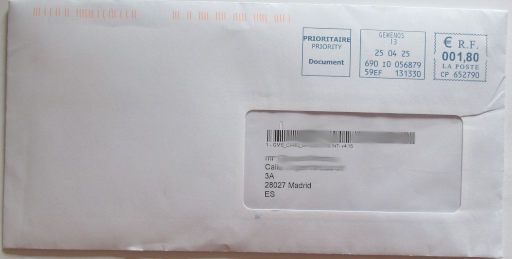 TotalEnergies Charge+ Karte, Spanien, Versand Briefpost Frankreich Mai 2025
