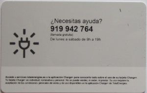 TotalEnergies Charge+ Karte, Spanien, Kundenkarte Rückseite