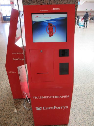 Trasmediterránea, Fähre, Spanien, Check In Automat im Hafen Terminal Algeciras