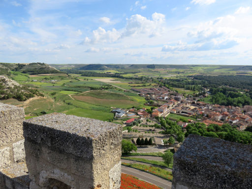 Burg von Peñafiel, Valladolid, Spanien, Blick vom Burgturm