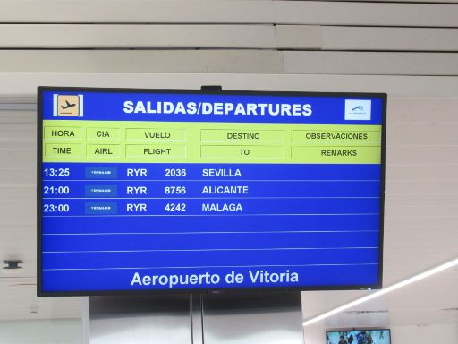 Vitoria-Gasteiz, Flughafen VIT, Spanien, Anzeige Abflüge