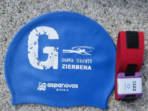 VIII. Galipa Swim Zierbena, Schwimmwettbewerb 2026, Zierbena, Spanien, Starterpaket mit Badekappe und Zeitmessung RFID Chip mit Klettband