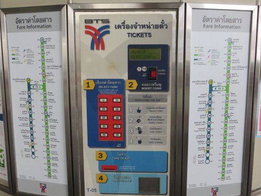 BTS Sky Train, Bangkok, Thailand, Fahrkartenautomat 2013