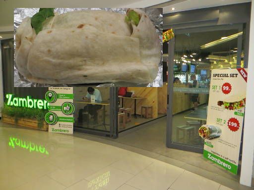 Bangkok, Thailand, Zambrero, Burrito mit 0,5 Liter Softdrink für 145,– Thai Baht im Dezember 2014