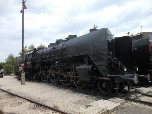 Vasúttörténeti Park, Eisenbahnmuseum, Budapest, Ungarn, Dreikuppler Heissdampf Zwillings Expresszug Lokomotive 1951