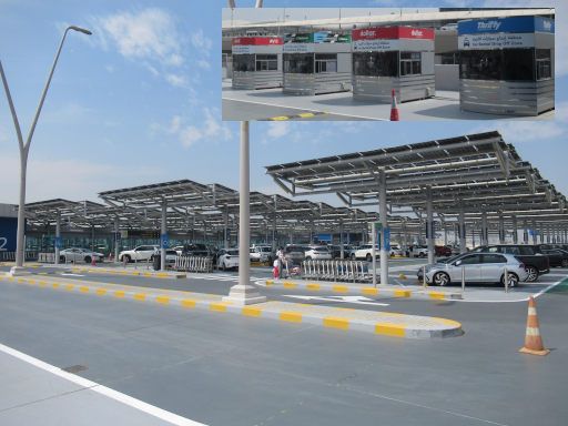 Zayed International Airport, Abu Dhabi, Vereinigte Arabische Emirate, Mietwagenrückgabe