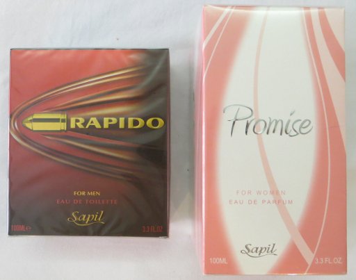 Dubai International Airport Terminal 3, Emirates®, Vereinigte Arabische Emirate, Rapido EDT Men und Promise Women EDP von Sapil