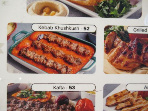 Asli Beirut Restaurant, Dubai, Vereinigte Arabische Emirate, Teil der Speisekarte