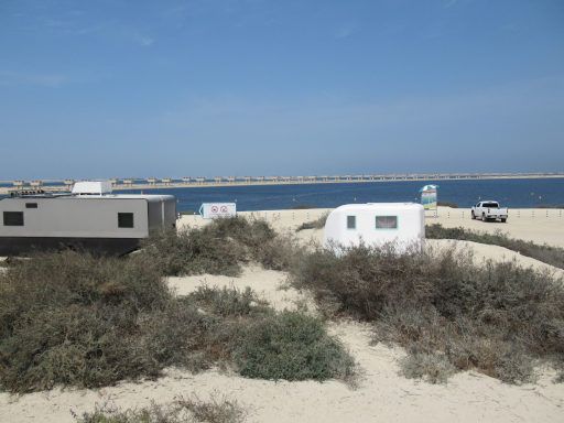 Jebel Ali Beach Camping, Dubai, Vereinigte Arabische Emirate, Ausblick auf The Palm Jebel Ali