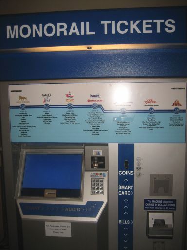 Monorail, Las Vegas, Nevada, Fahrkartenautomat