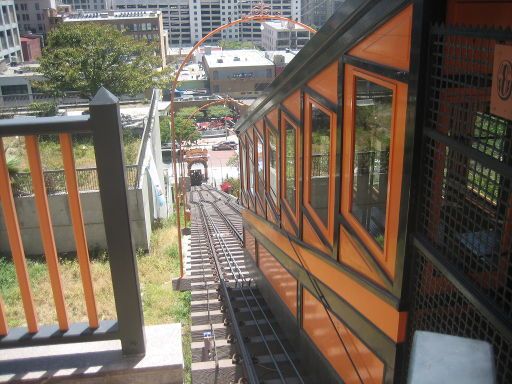 Angels Flight® Railway, Los Angeles, Kalifornien, Wagen an der Bergstation